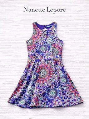 Nanette Lepore L’Amour Scuba Fit Flare Dress Pockets Multicolor